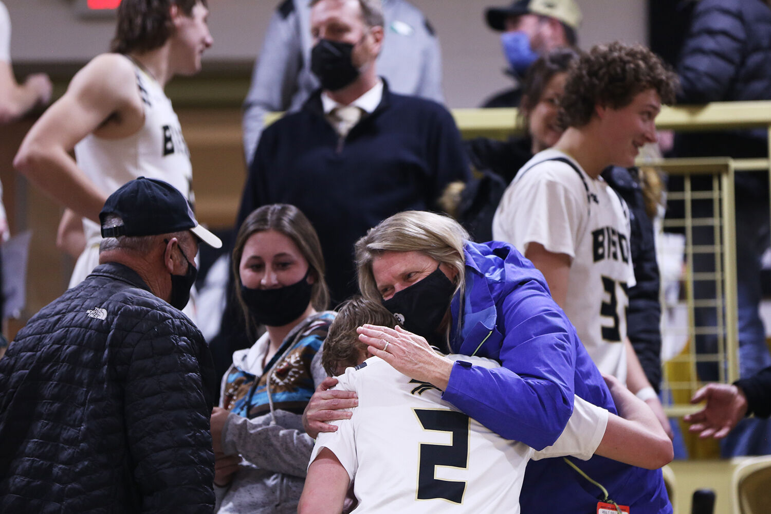 Coy Johnson hugs his mom Jennifer